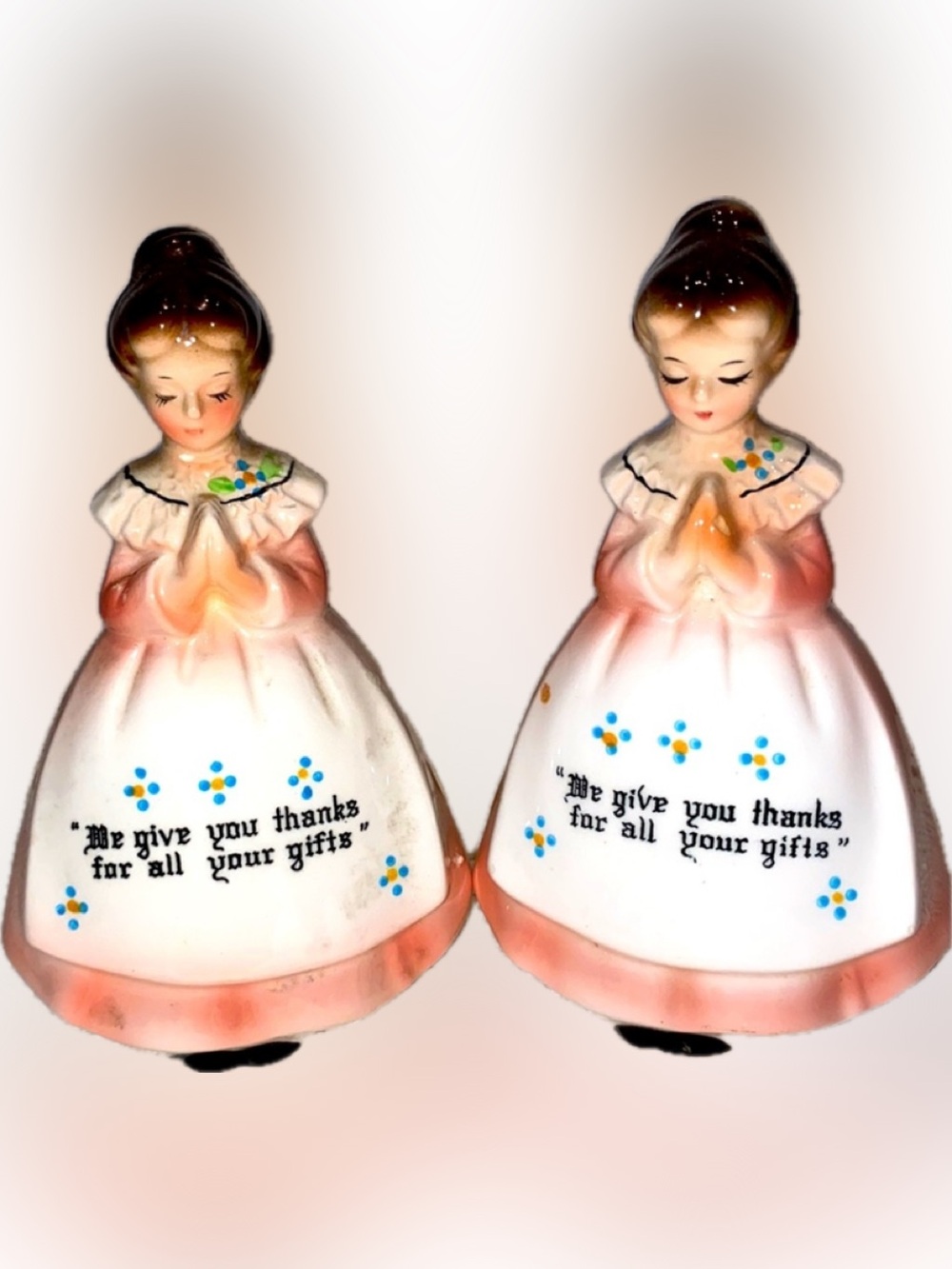 Ceramic Prayer Lady Salt & Pepper Shakers